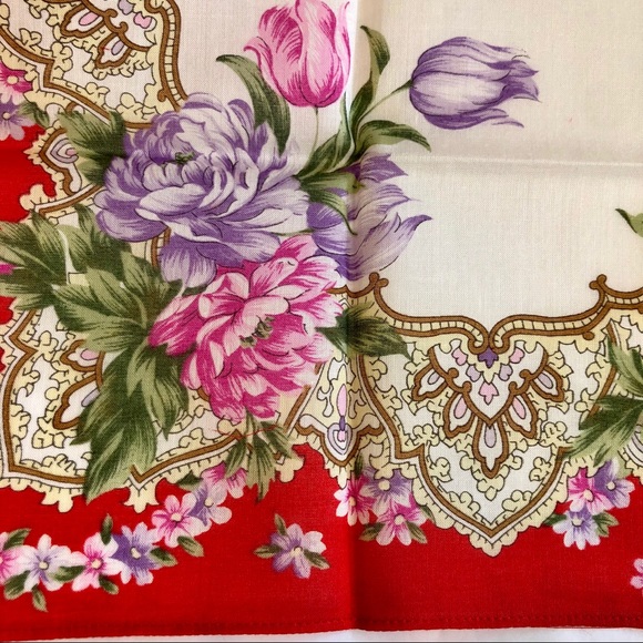 BALENCIAGA Floral Print Silk Color Block Scarf - Picture 5 of 12